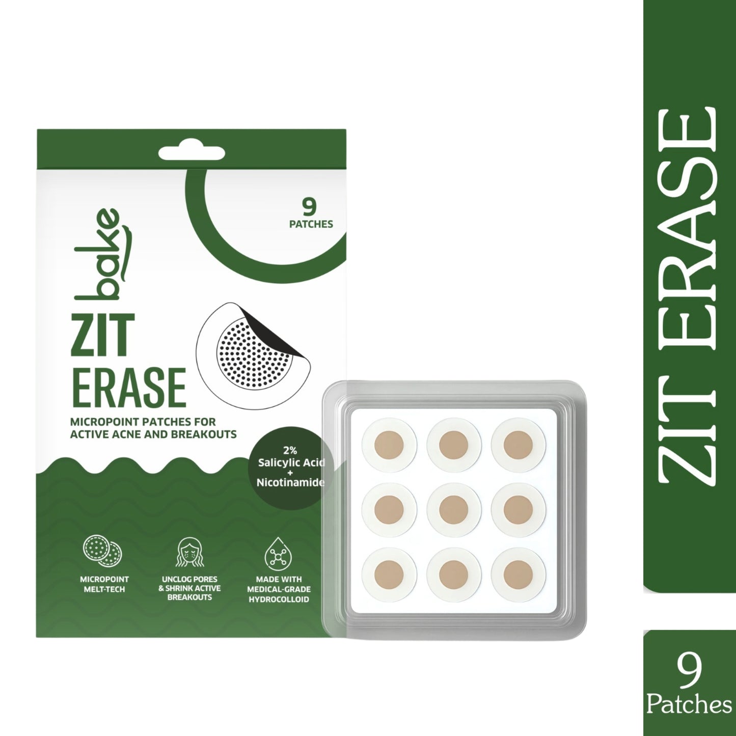 Zit Erase Micro point Patches for Active Acne & Breakouts - 9 Patches