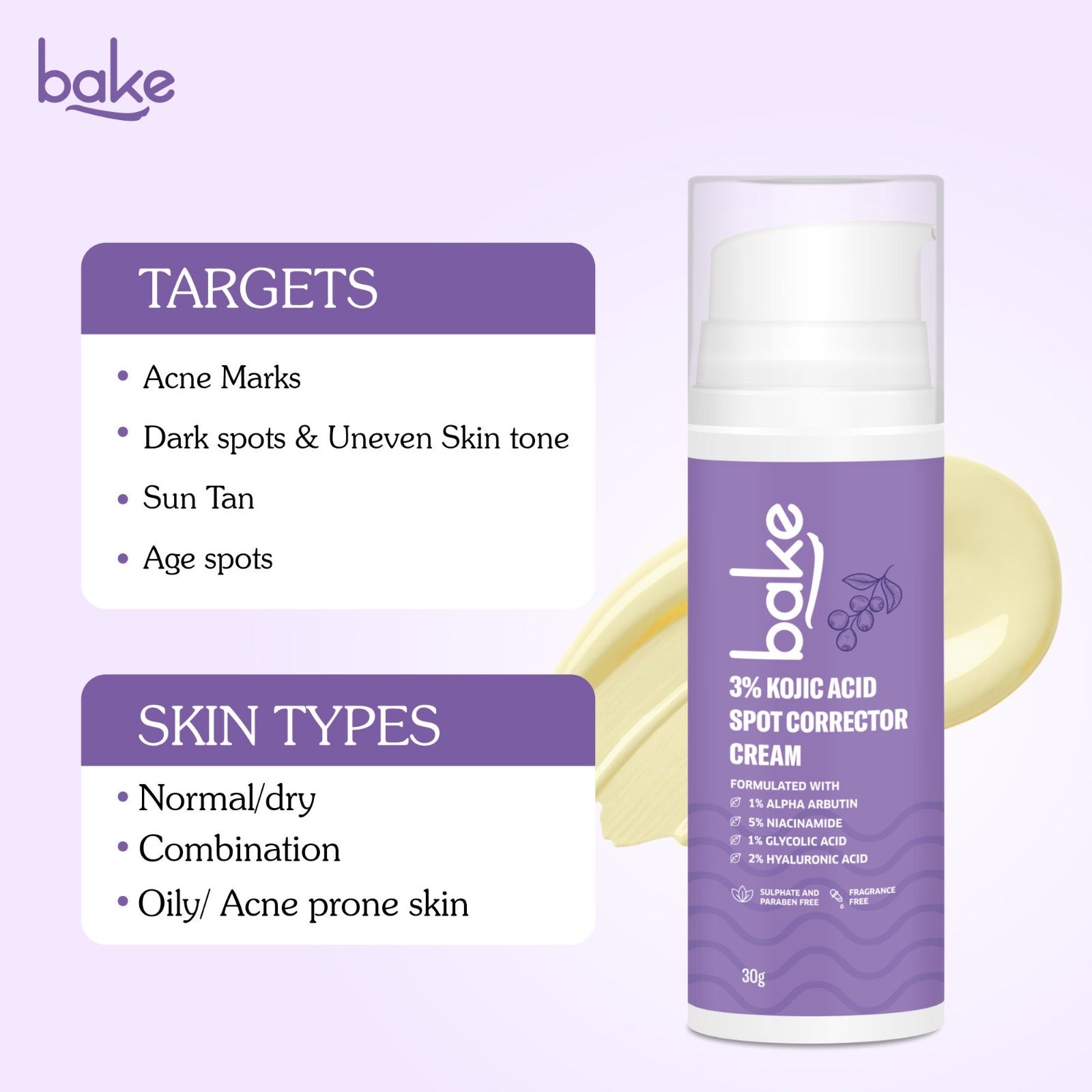 Smooth and lightweight texture of Bake Cosmetics Kojic Acid Cream for hyperpigmentation