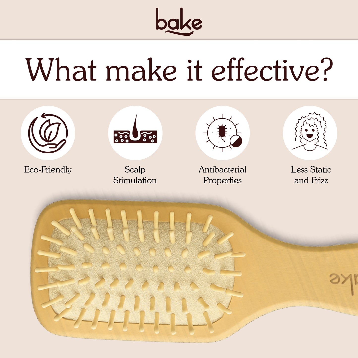 Bamboo Buddy Wooden Hair Brush For Promotes Hair Growth-1Pc