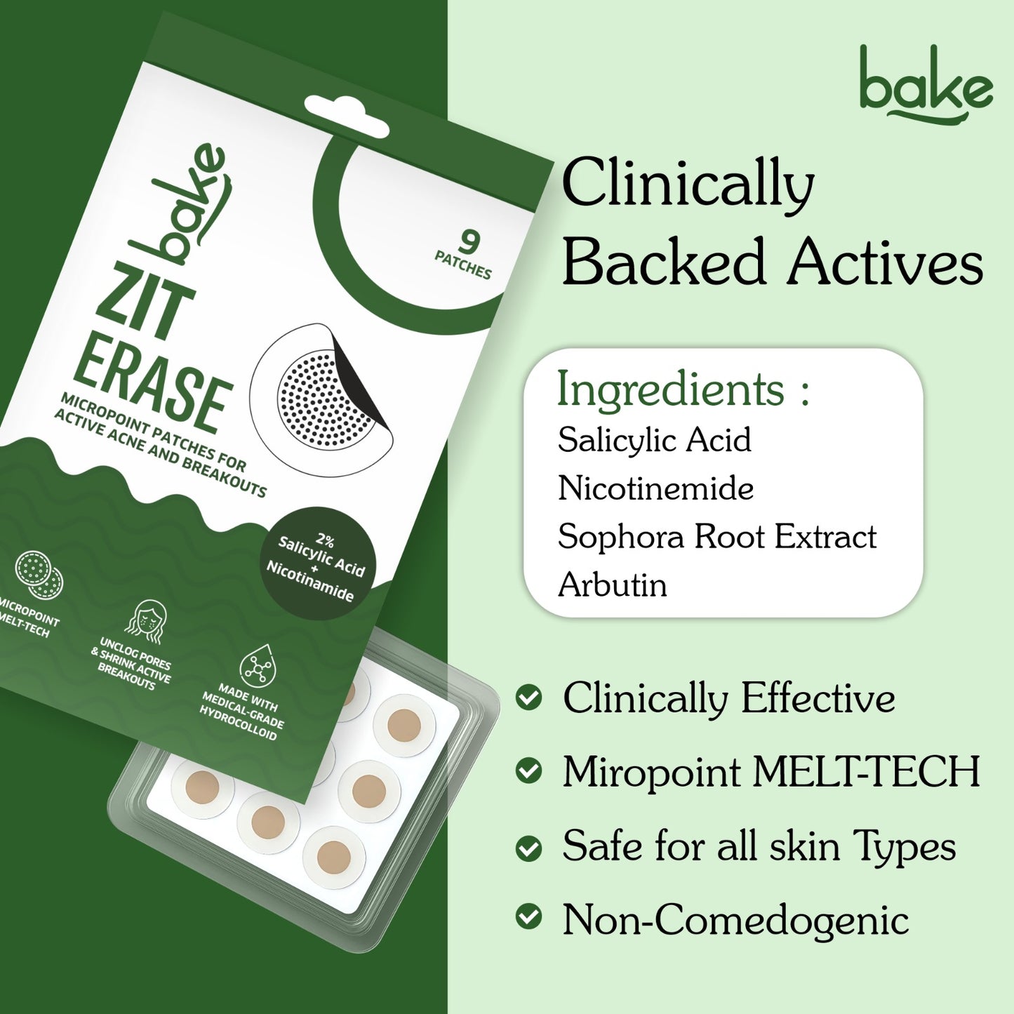 Zit Erase Micro point Patches for Active Acne & Breakouts - 9 Patches