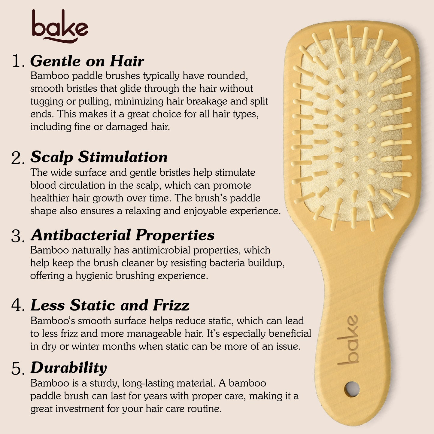 Bamboo Buddy Wooden Hair Brush For Promotes Hair Growth-1Pc