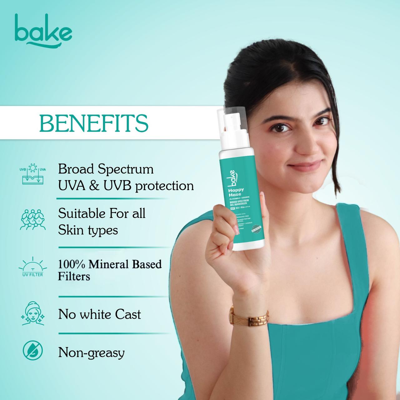 Happy Haze 100% Mineral Water Resistant Sunscreen SPF 50 PA++++ with 2% Vitamin C, Ceramide