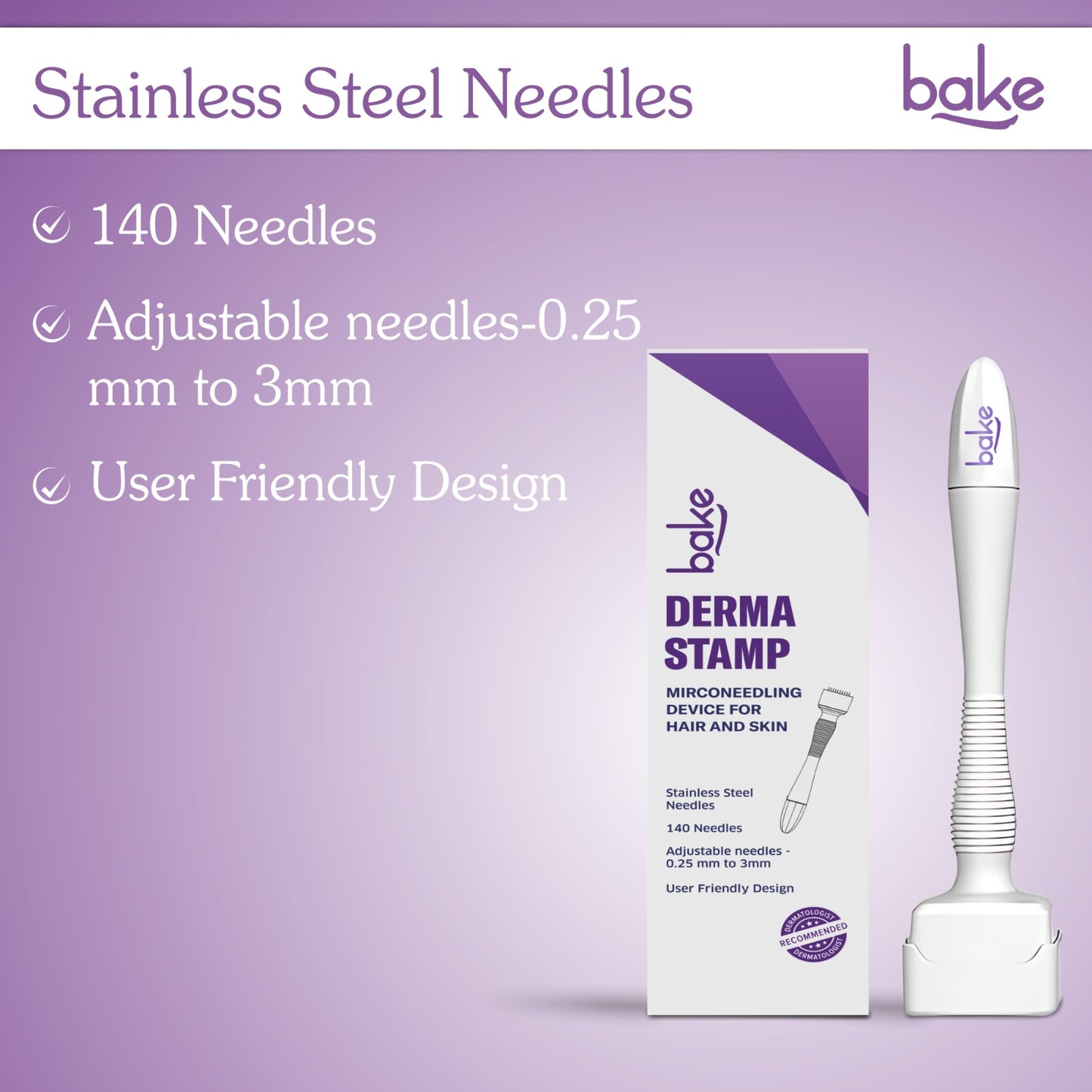 Derma Stamp with Stainless Steel Adjustable Needles 0.25mm to 3mm