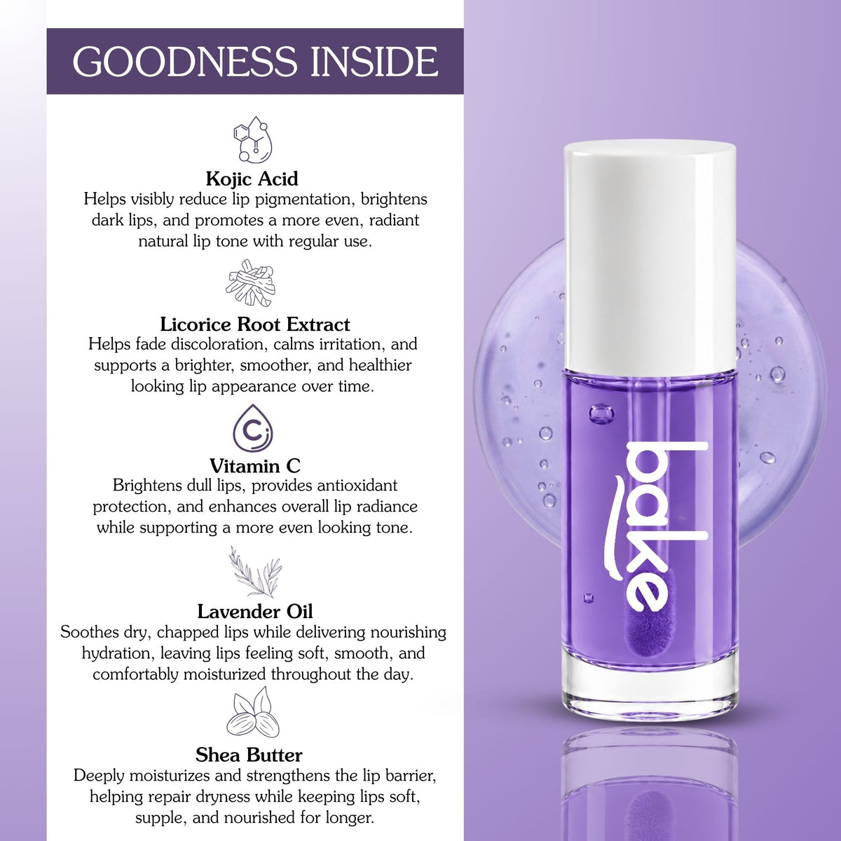 2.5% Kojic Acid Lavender Brightening Lip Oil With MelasaRx™ Complex