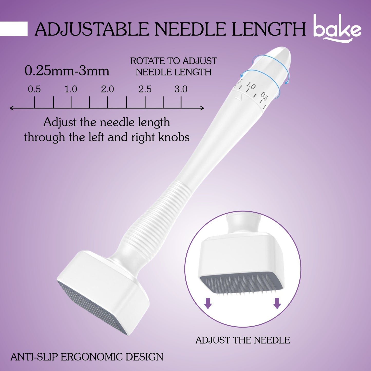 Derma Stamp with Stainless Steel Adjustable Needles 0.25mm to 3mm