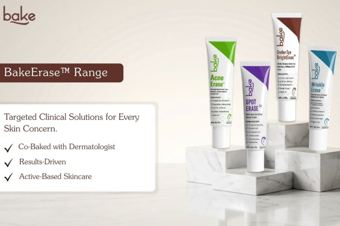 Bake Cosmetics Wrinkle Erase, UnderEye BrightErase, Spot Erase & Acne Erase | Complete Skincare Routine for Firmer, Brighter & Clearer Skin