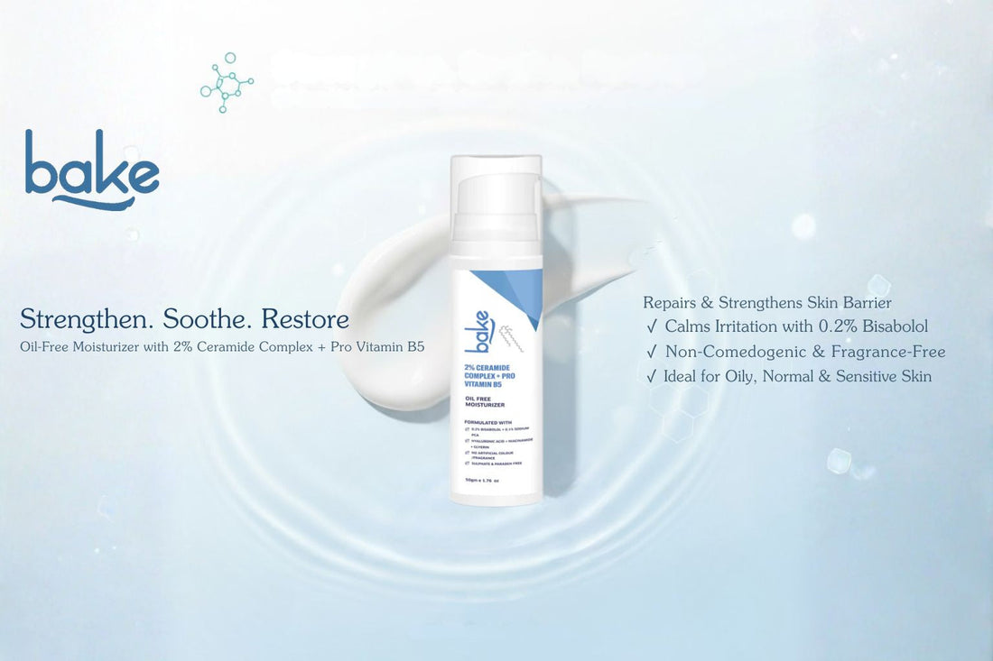 BAKE 2% Ceramide Complex Oil-Free Moisturizer with Pro Vitamin B5, 0.2% Bisabolol & Niacinamide Barrier Repair & Strengthening | Non-Comedogenic | For Oily, Normal & Sensitive Skin