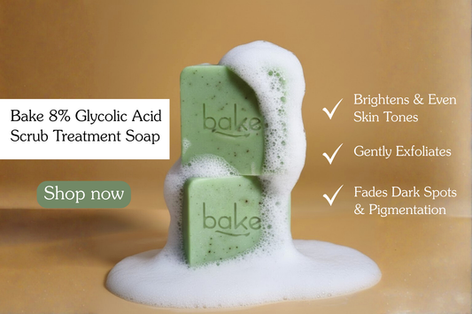 Bake 8% Glycolic Acid Scrub Treatment Soap: Your Daily Solution for Brighter, Even Toned Skin