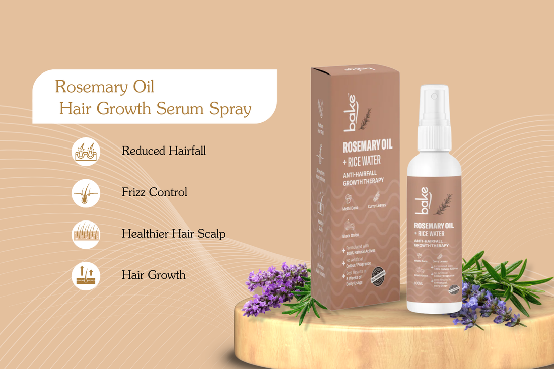 Bake Rosemary Oil + Rice Water Hair Growth Serum Spray | The Ultimate Solution for Frizz Control & Hair Fall