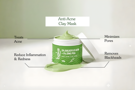 Bake 2% Salicylic Acid + Zinc PCA Anti-Acne Clay Mask | Clearer Skin Starts Here