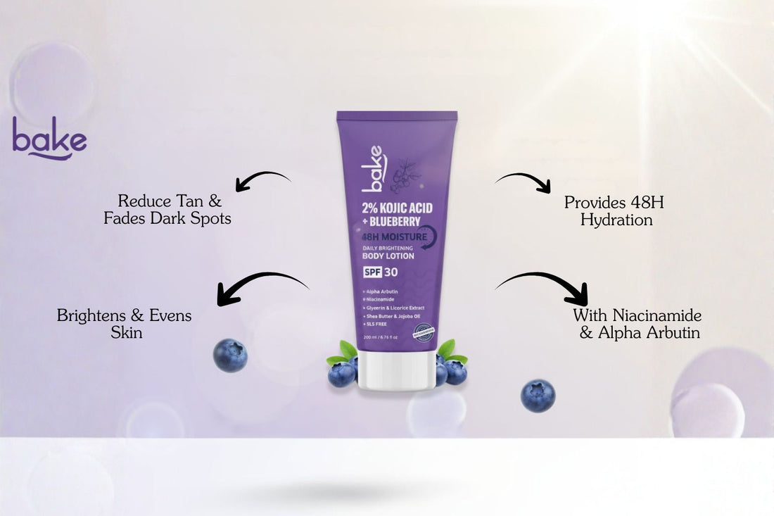 BAKE 2% Kojic Acid Brightening Body Lotion with Niacinamide & SPF 30 PA+++ For Pigmentation, Tan Removal & Sun Protection