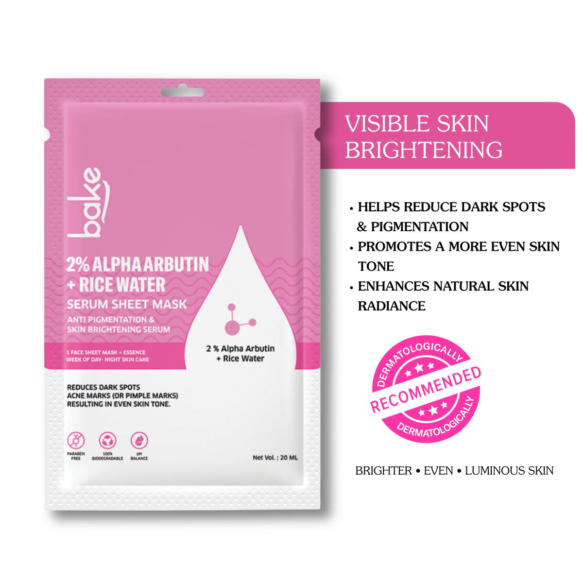 2% Alpha Arbutin + Rice Water Serum Sheet Mask