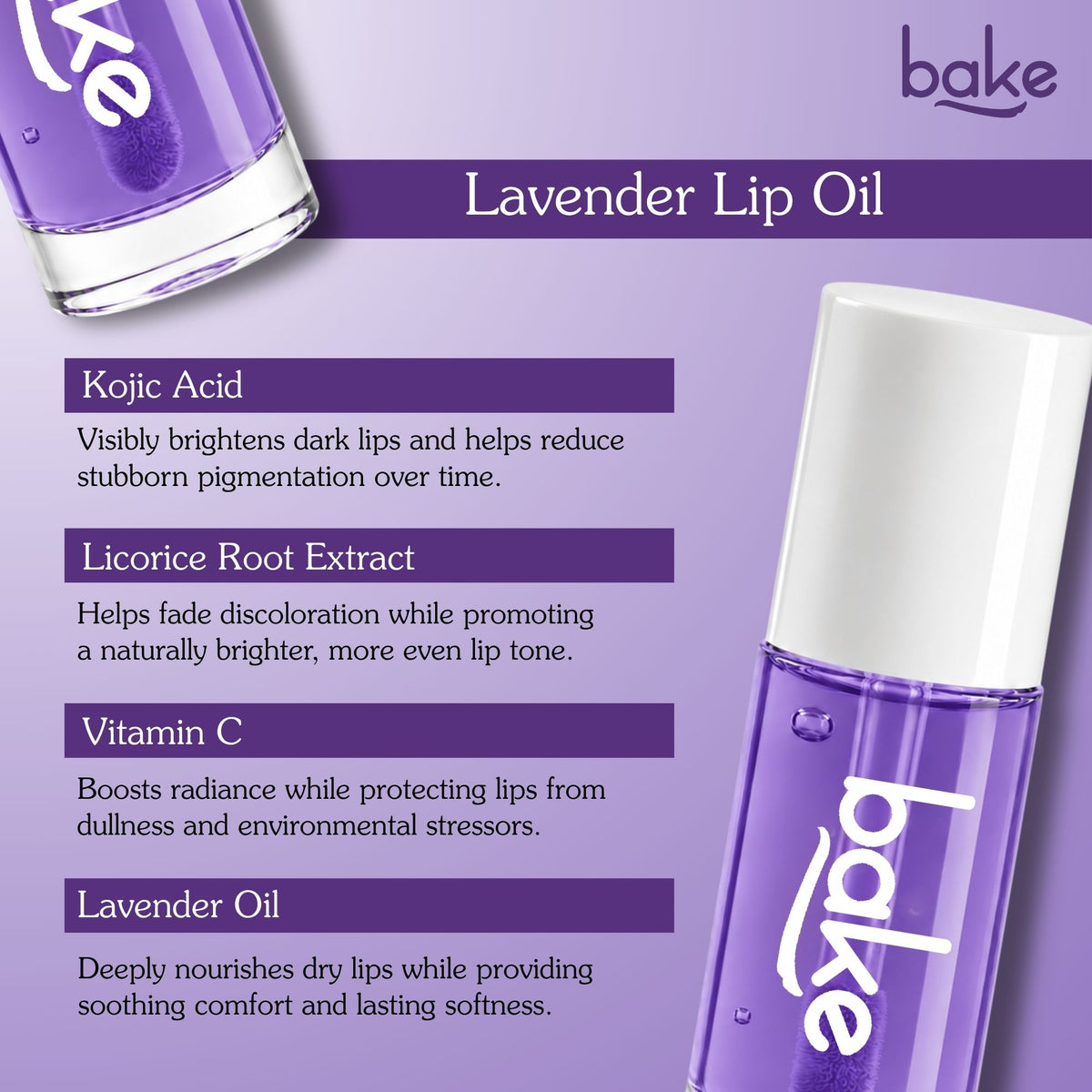 2.5% Kojic Acid Lavender Brightening Lip Oil With MelasaRx™ Complex