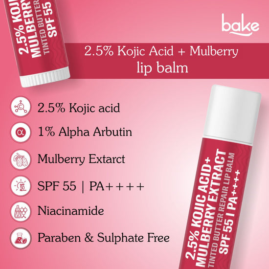 2.5% Kojic Acid Mulberry Extract Tinted Butter Brightening Lip Balm SPF 55 PA++++