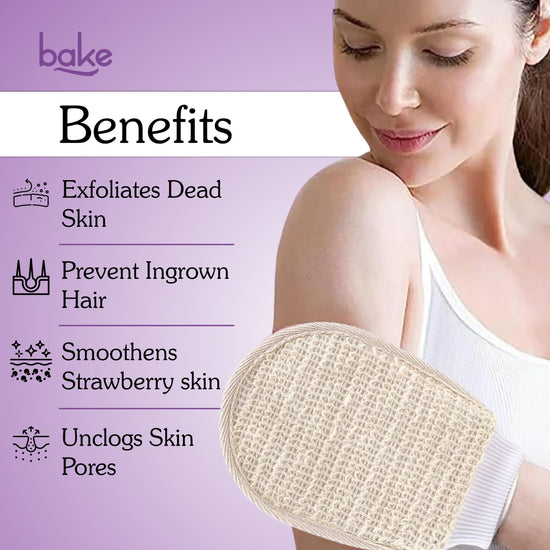 BAKE Exfoliating Bath Glove with Ramie plant Fibre Pack of 2