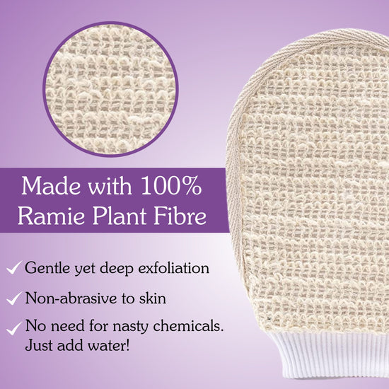 BAKE Exfoliating Bath Glove with Ramie plant Fibre Pack of 2