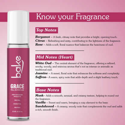 Grace 100% Concentrated Perfume Oil Roll on Fragrance For Men & Women-White Oud (10ml)