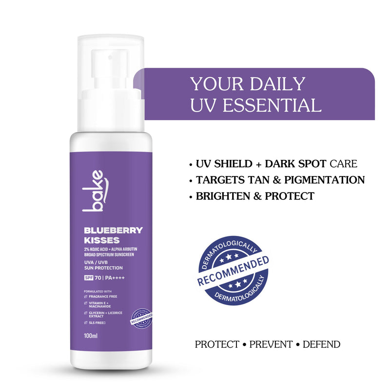 Blueberry Kisses Kojic Acid Sunscreen with 2% Alpha Arbutin SPF 70 PA++++