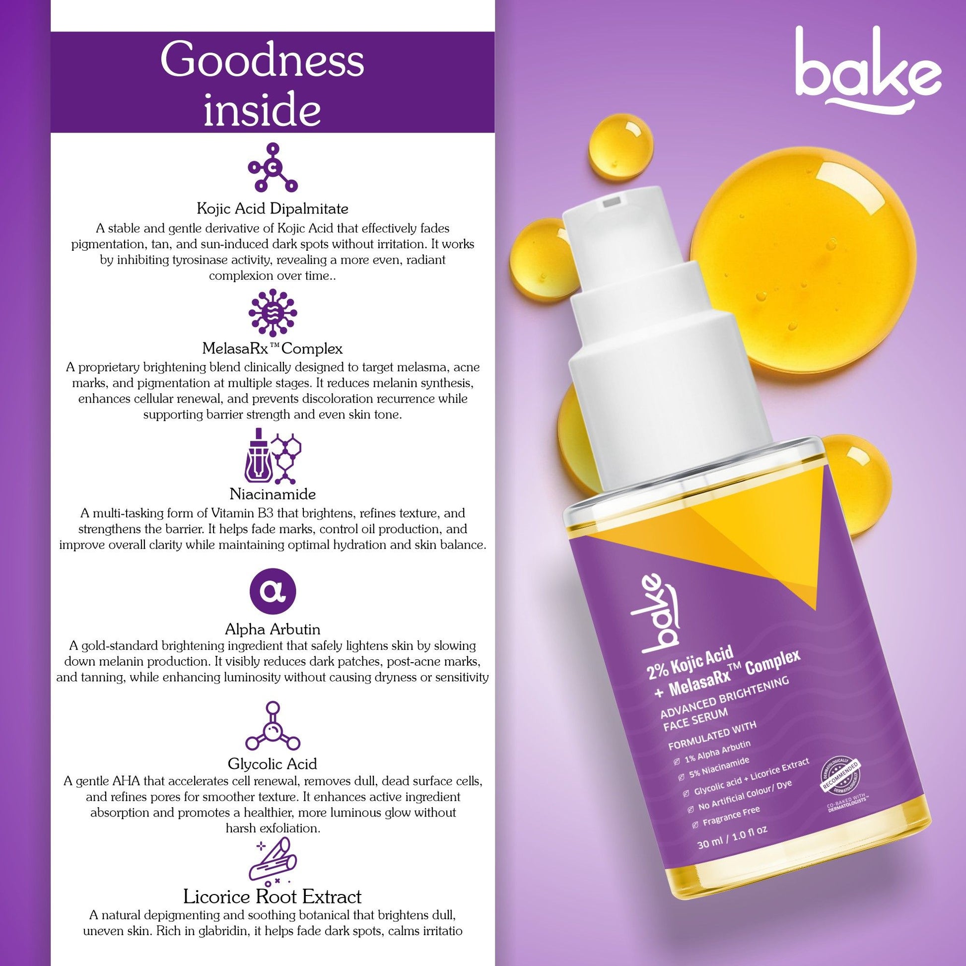 Lifestyle image of person resting with Bake kojic acid brightening serum branding