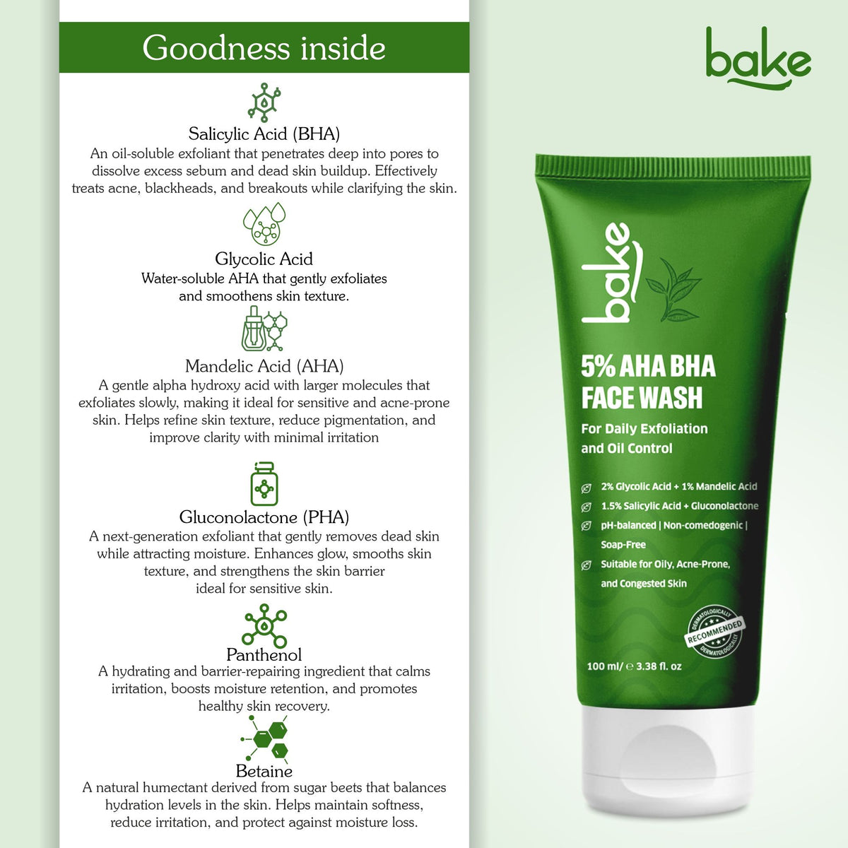 5% AHA BHA Face Wash for Daily Gentle Exfoliation