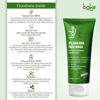 5% AHA BHA Face Wash for Daily Gentle Exfoliation