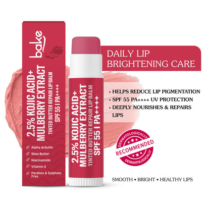 2.5% Kojic Acid Mulberry Extract Tinted Butter Brightening Lip Balm SP