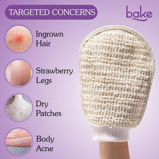 BAKE Exfoliating Bath Glove with Ramie plant Fibre Pack of 2