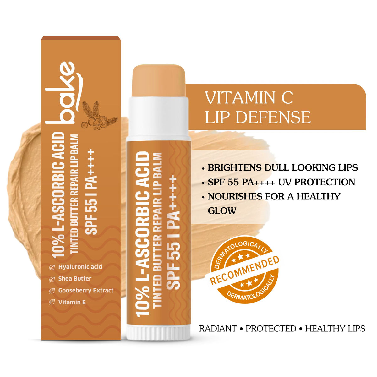 10% L-Ascorbic Acid Tinted Butter Brightening Lip Balm SPF 55 PA++++