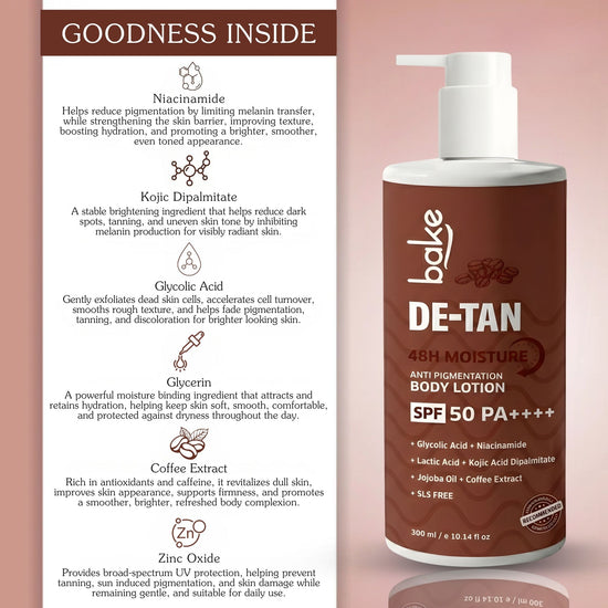 De-Tan Anti Pigmentation Coffee Body Lotion SPA 50 PA++++
