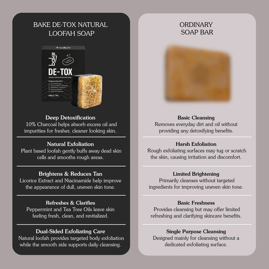 De-Tox Charcoal Soap with Natural Loofah Exfoliating Scrub