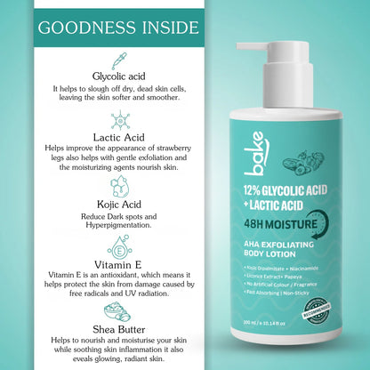 12% Glycolic & Lactic Acid Exfoliating Body Lotion – 48H Moisture