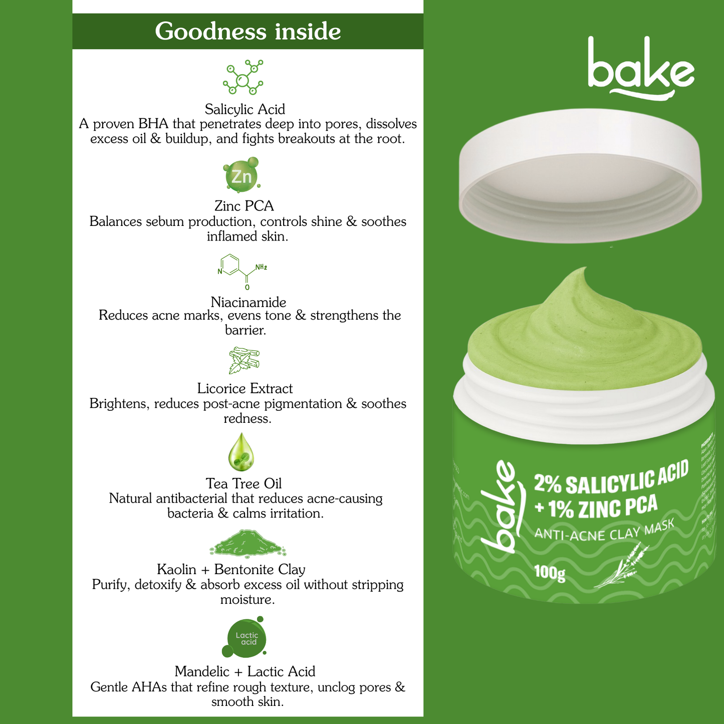 2% Salicylic Acid + Zinc PCA Anti-Acne Clay Mask