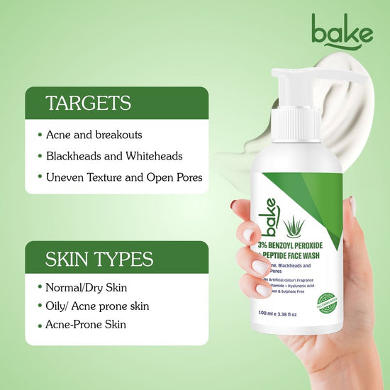 3% Benzoyl Peroxide Face Wash with Peptides – Clears Acne, Pores & Blackheads