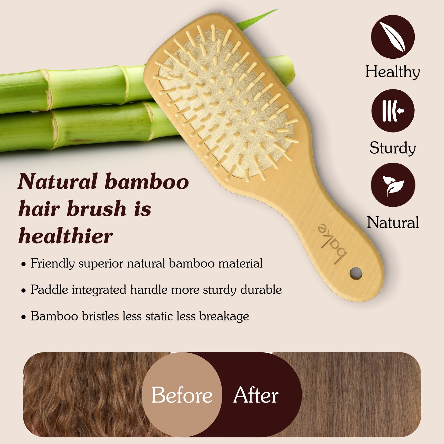 Bamboo Buddy Wooden Hair Brush For Promotes Hair Growth-1Pc