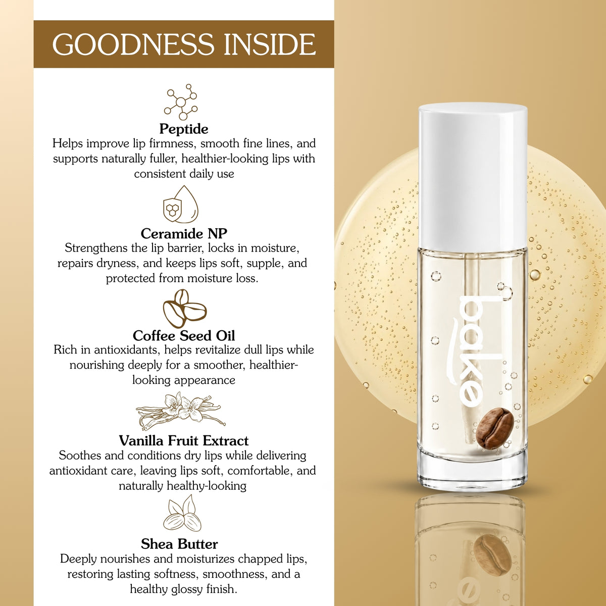 Vanilla Coffee Lip Oil with 2% Peptide & 1% Ceramide