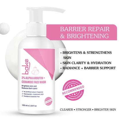 BAKE 2% Alpha Arbutin Ceramide Brightening Face Wash for Dark Spots