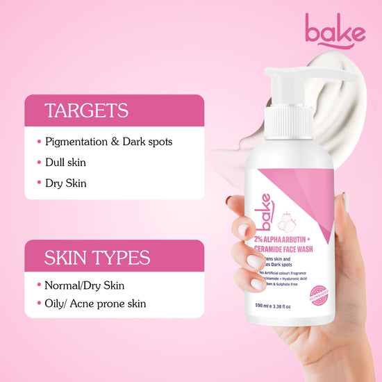 BAKE 2% Alpha Arbutin Ceramide Brightening Face Wash for Dark Spots