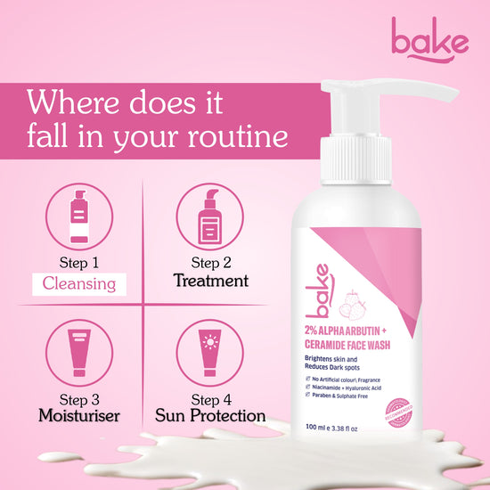 BAKE 2% Alpha Arbutin Ceramide Brightening Face Wash for Dark Spots