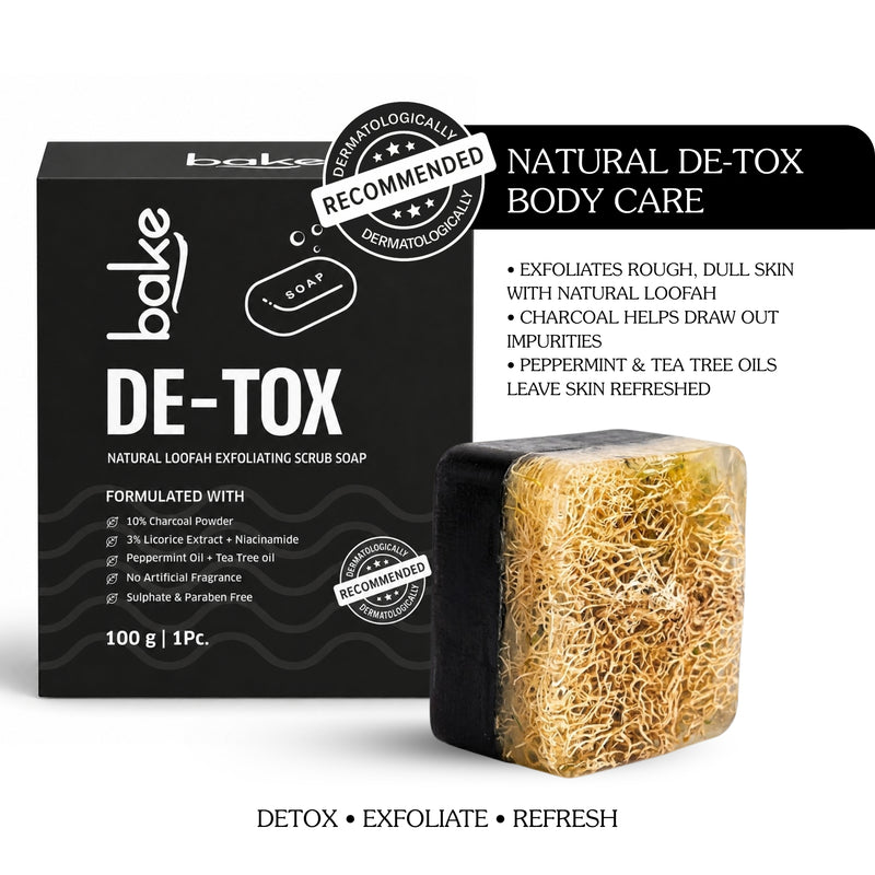 De-Tox Charcoal Soap with Natural Loofah Exfoliating Scrub