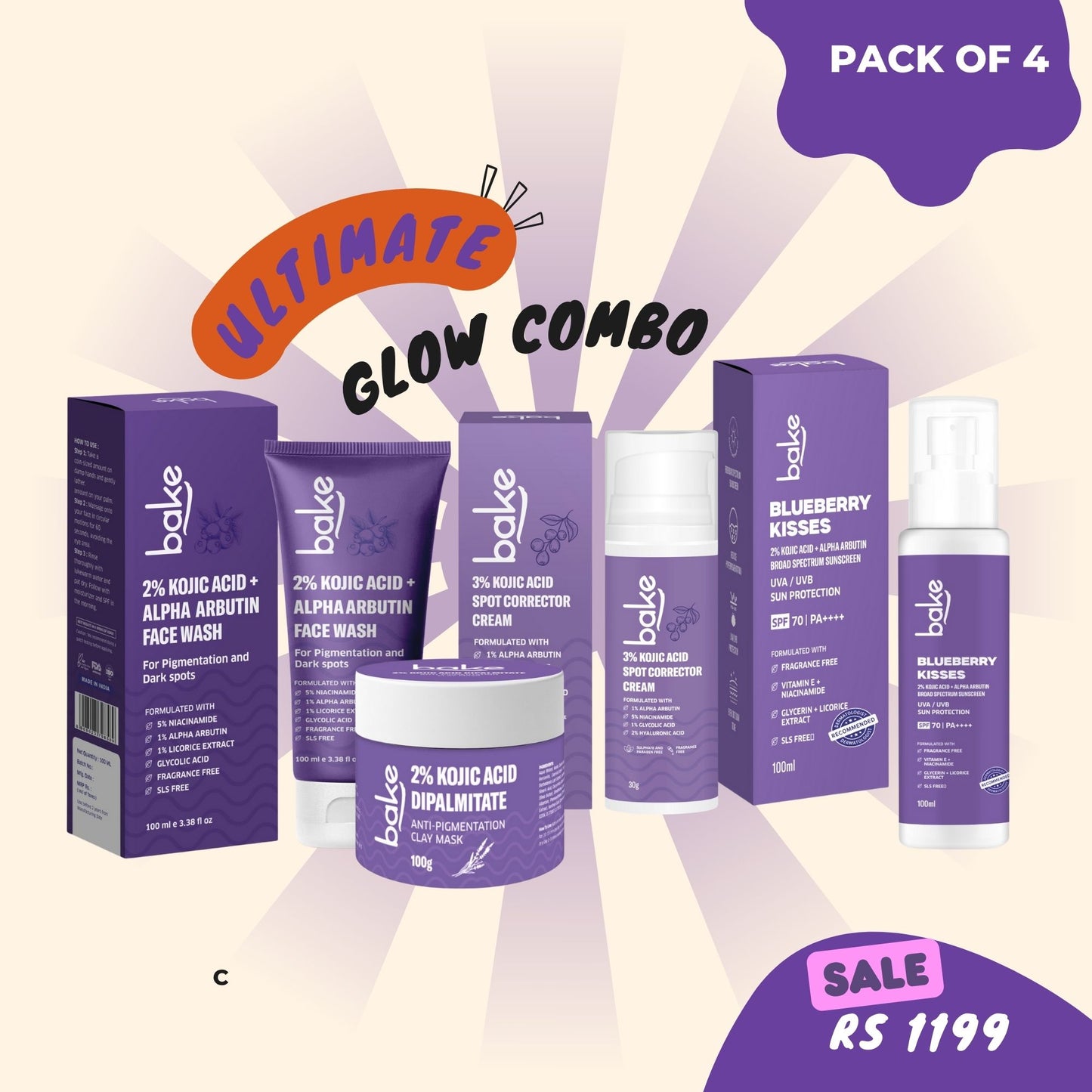 Ultimate Kojic Glow Kit - Combo of 4