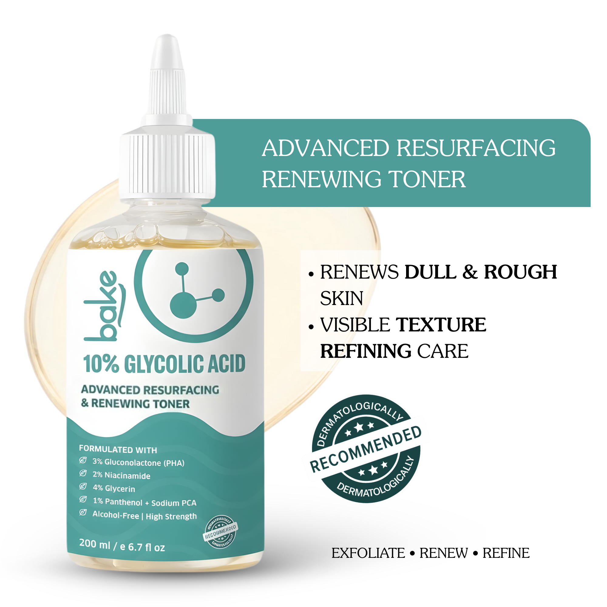Bake 10% Glycolic Acid Toner 200 g - Image 1
