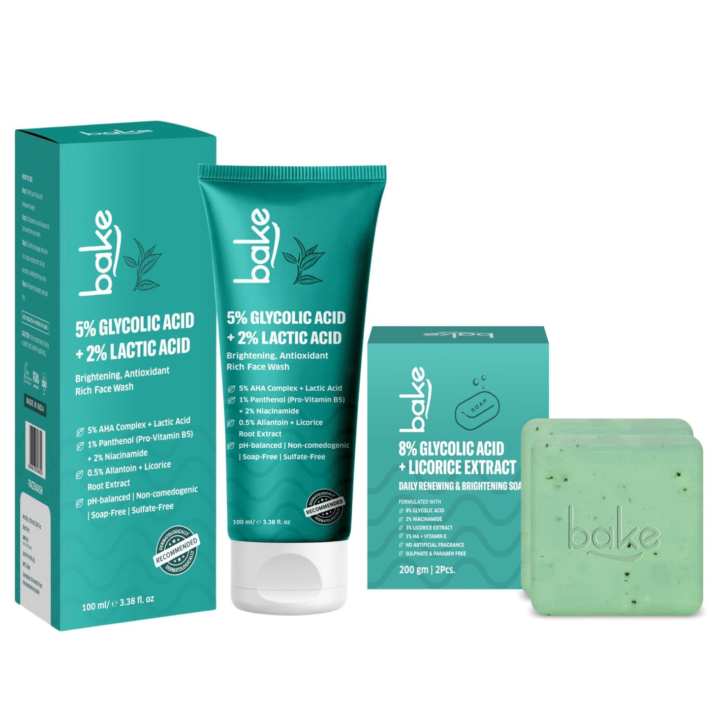 Glycolic Acid Brightening Face Wash and Soap Combo