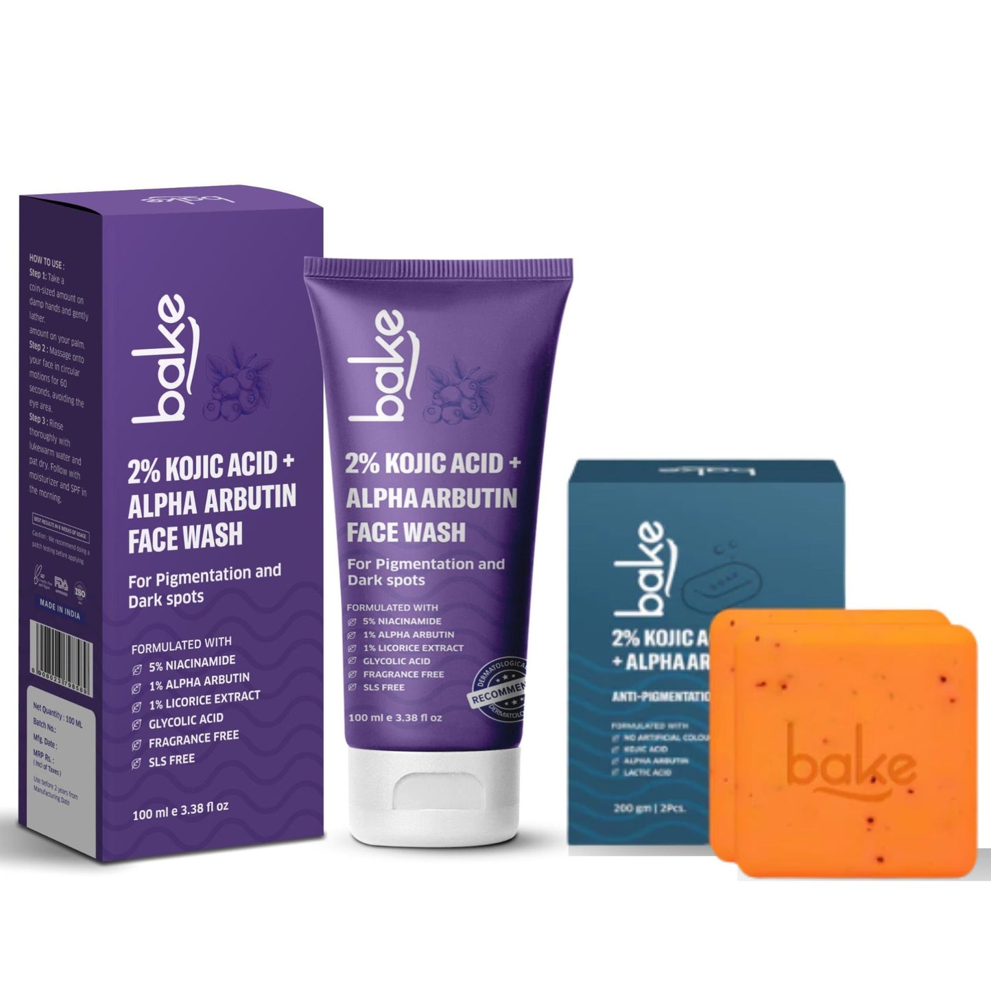 2% Kojic Acid Alpha Arbutin Face Wash & Soap Combo