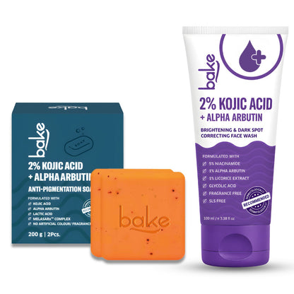 2% Kojic Acid Alpha Arbutin & MelasaRx™  Face Wash & Soap Combo