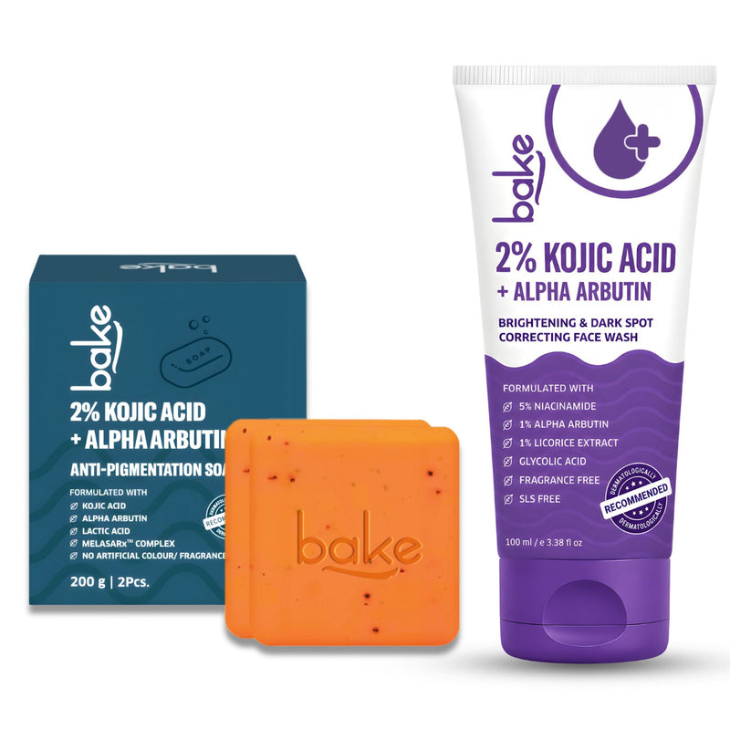 2% Kojic Acid Alpha Arbutin & MelasaRx™  Face Wash & Soap Combo